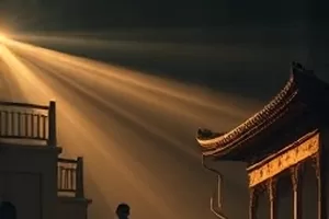 深夜便利店里两个人隔着屏幕聊辞职话题的真人连线画面